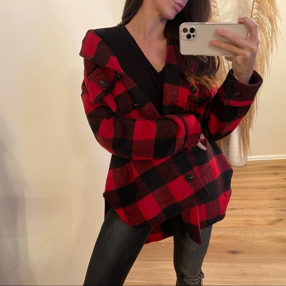 NEW✨Holly Plaid Coat | Red + Black - Picture 4 of 10